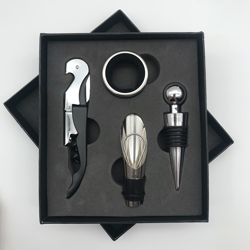 Manufacturer direct selling wine bottle opener set Red wine wine set four-piece Heaven and Earth cover gift box all kinds of sets