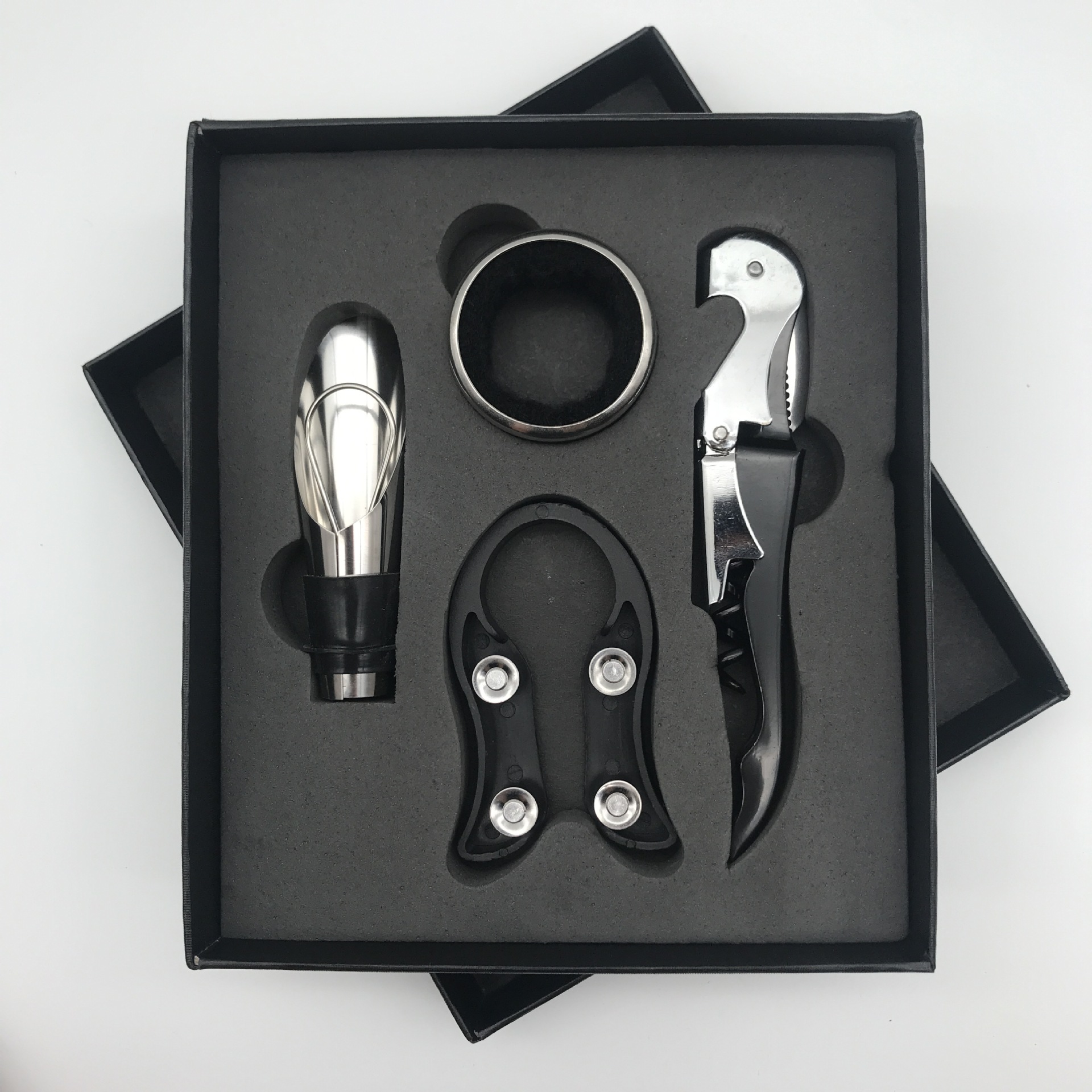 Manufacturer direct selling wine bottle opener set Red wine wine set four-piece Heaven and Earth cover gift box all kinds of sets