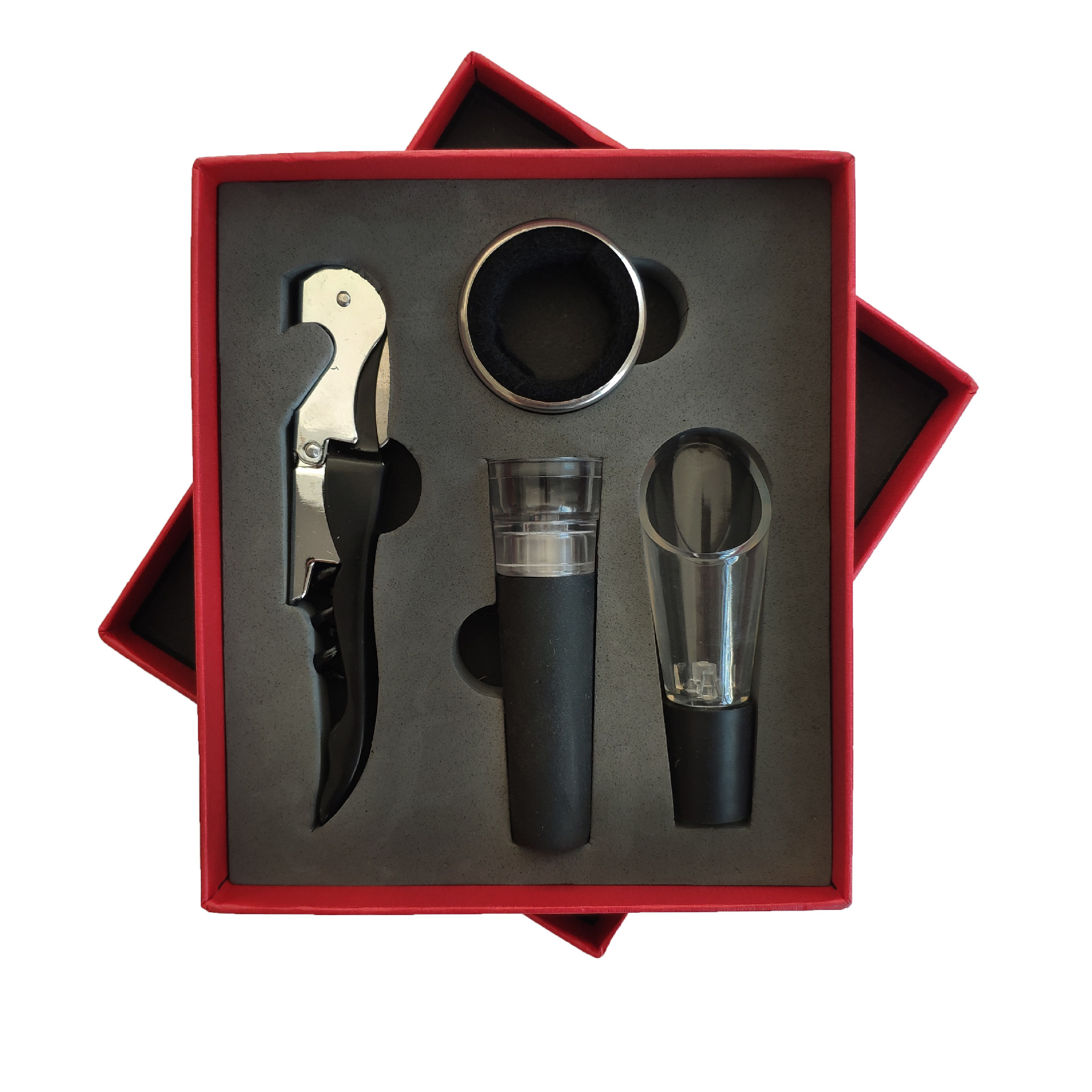Manufacturer direct selling wine bottle opener set Red wine wine set four-piece Heaven and Earth cover gift box all kinds of sets