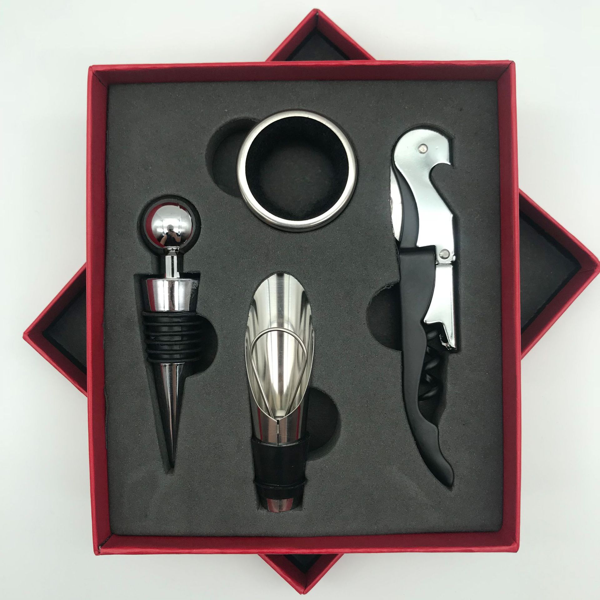 Manufacturer direct selling wine bottle opener set Red wine wine set four-piece Heaven and Earth cover gift box all kinds of sets
