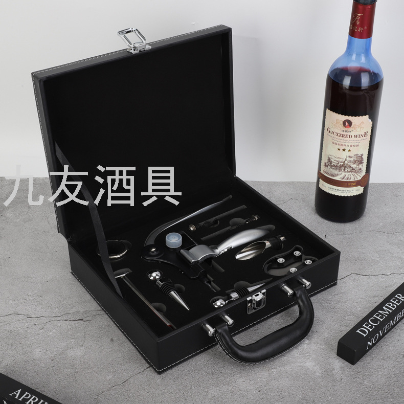 Rabbit Head Wine Corkscrew Leather Box Set Wine Bottle Opener Wine Container 9-Piece Wine Set Leather Gift Box Rabbit Head Wine Corkscrew Leather Box Set Wine Bottle Opener Wine Container 9-Piece Wine Set Leather Gift Box
