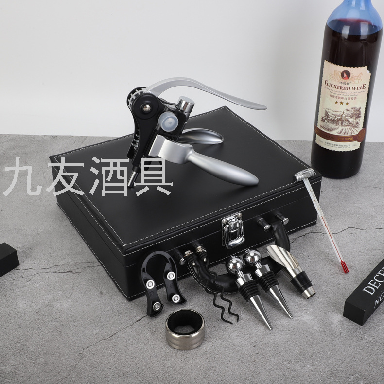 Rabbit Head Wine Corkscrew Leather Box Set Wine Bottle Opener Wine Container 9-Piece Wine Set Leather Gift Box Rabbit Head Wine Corkscrew Leather Box Set Wine Bottle Opener Wine Container 9-Piece Wine Set Leather Gift Box