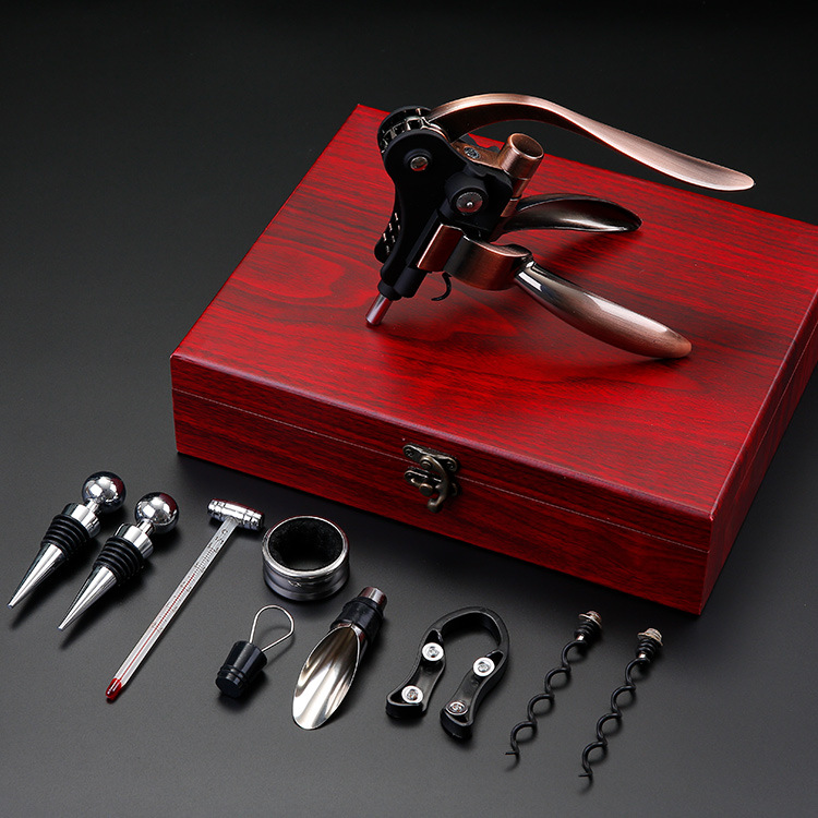 Factory Spot Direct Sales Wine Bottle Opener Kit Gift Box Leather Box Wooden Box Nine-Piece Set Wooden Box Rabbit-Shaped Wine Set Factory Spot Direct Sales Wine Bottle Opener Kit Gift Box Leather Box Wooden Box Nine-Piece Set Wooden Box Rabbit-Shaped Wine Set