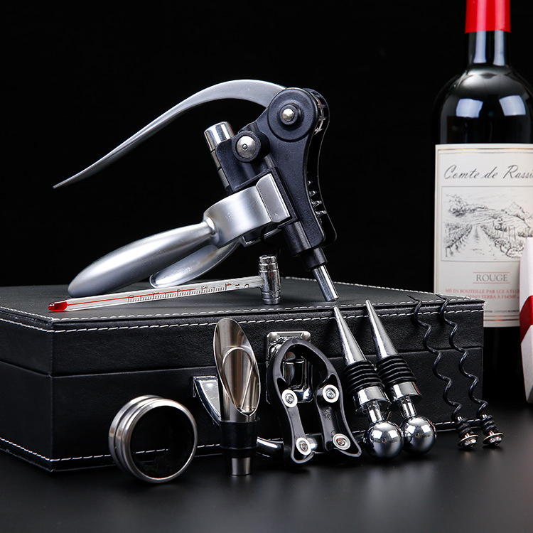 Factory Spot Direct Sales Wine Bottle Opener Kit Gift Box Leather Box Wooden Box Nine-Piece Set Wooden Box Rabbit-Shaped Wine Set Factory Spot Direct Sales Wine Bottle Opener Kit Gift Box Leather Box Wooden Box Nine-Piece Set Wooden Box Rabbit-Shaped Wine Set