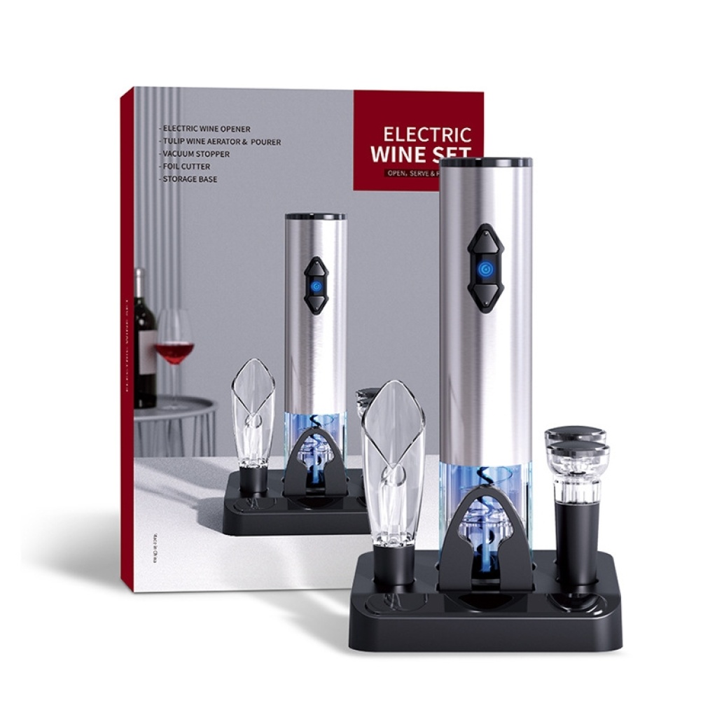 Electric Wine Opener Base Stainless Steel Bottle Opener Electric Wine Opener Set Gift Box