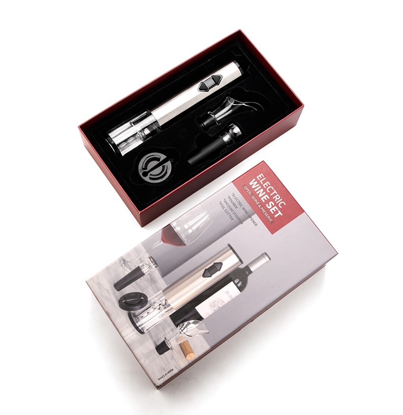 Kelitong Factory Customized Technology Stainless Steel 4-in-1 Red Wine Electric Bottle Opener Set Wine Set Gift Box Set Kelitong Factory Customized Technology Stainless Steel 4-in-1 Red Wine Electric Bottle Opener Set Wine Set Gift Box Set