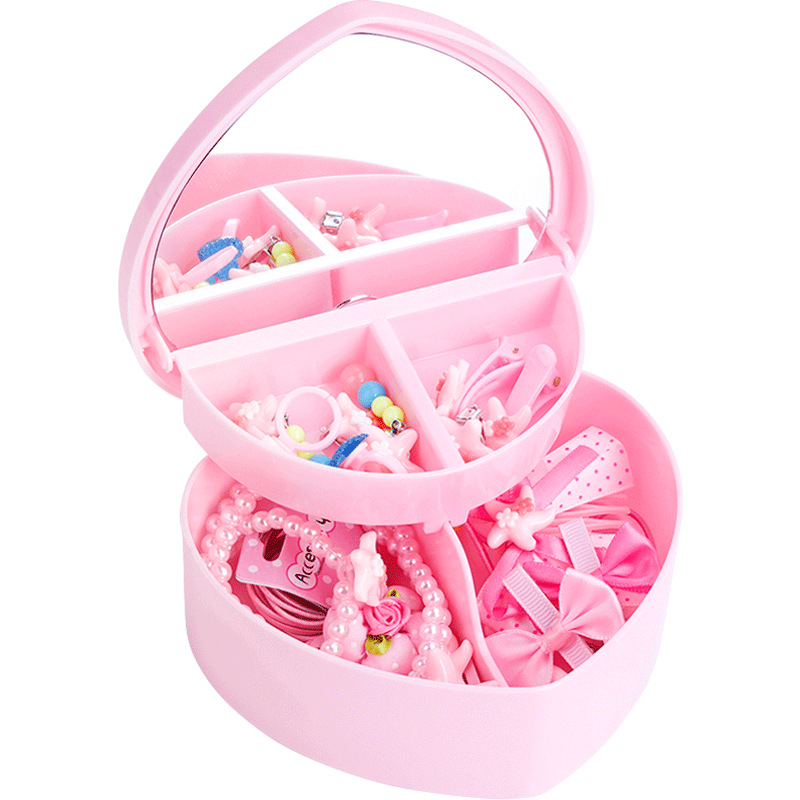 Pink girl heart storage box accessories desktop jewelry box maiden star love storage box double storage box