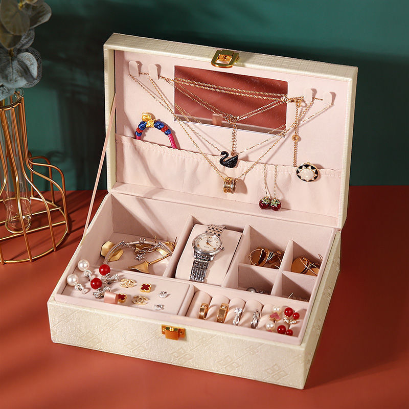 Jewelry Box European Princess Jewelry Box Convenient Large Capacity Earrings Ornament Ear Stud Necklace