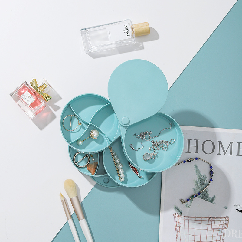 Desktop Rotating Jewelry Box Cosmetic Case Simple and Convenient Rotating Multi-Layer Jewelry Box Hairpin Hair Rope Box Does Not Occupy Space Desktop Rotating Jewelry Box Cosmetic Case Simple and Convenient Rotating Multi-Layer Jewelry Box Hairpin Hair Rope Box Does Not Occupy Space
