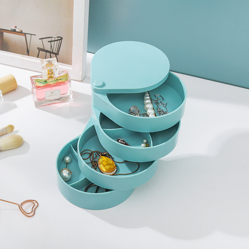 Desktop Rotating Jewelry Box Cosmetic Case Simple and Convenient Rotating Multi-Layer Jewelry Box Hairpin Hair Rope Box Does Not Occupy Space Desktop Rotating Jewelry Box Cosmetic Case Simple and Convenient Rotating Multi-Layer Jewelry Box Hairpin Hair Rope Box Does Not Occupy Space