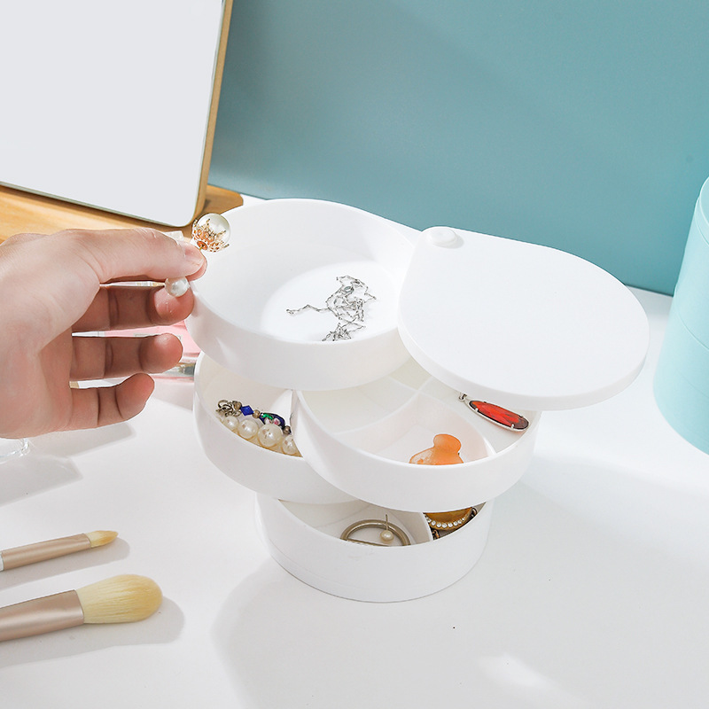 Desktop Rotating Jewelry Box Cosmetic Case Simple and Convenient Rotating Multi-Layer Jewelry Box Hairpin Hair Rope Box Does Not Occupy Space Desktop Rotating Jewelry Box Cosmetic Case Simple and Convenient Rotating Multi-Layer Jewelry Box Hairpin Hair Rope Box Does Not Occupy Space