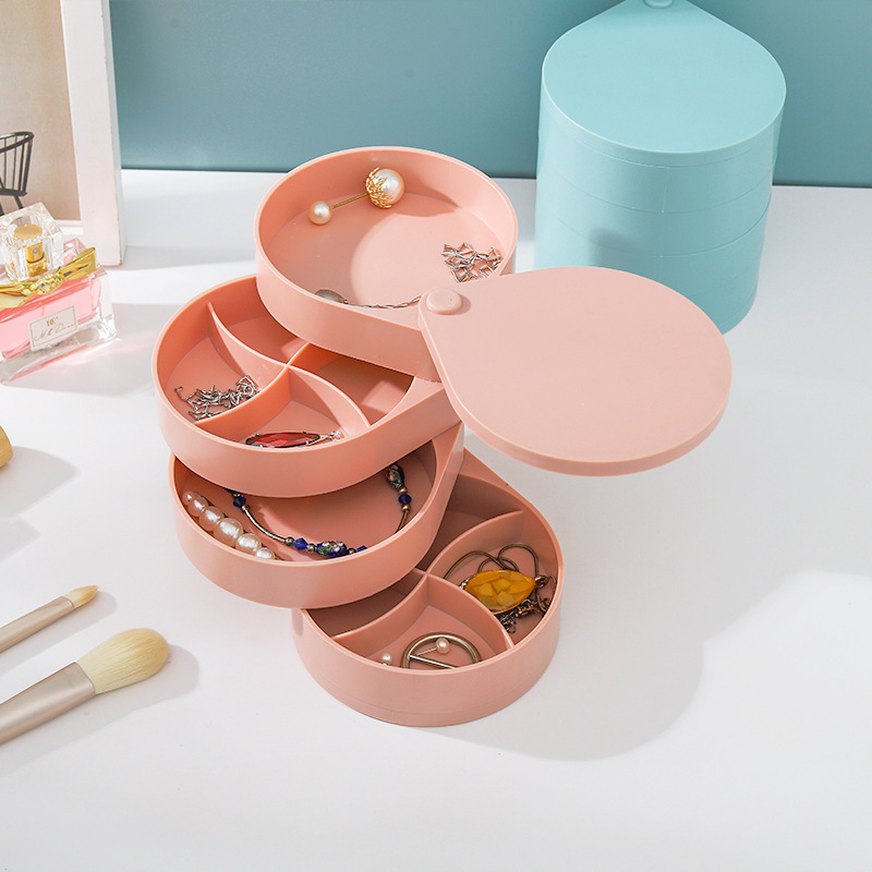 Desktop Rotating Jewelry Box Cosmetic Case Simple and Convenient Rotating Multi-Layer Jewelry Box Hairpin Hair Rope Box Does Not Occupy Space Desktop Rotating Jewelry Box Cosmetic Case Simple and Convenient Rotating Multi-Layer Jewelry Box Hairpin Hair Rope Box Does Not Occupy Space