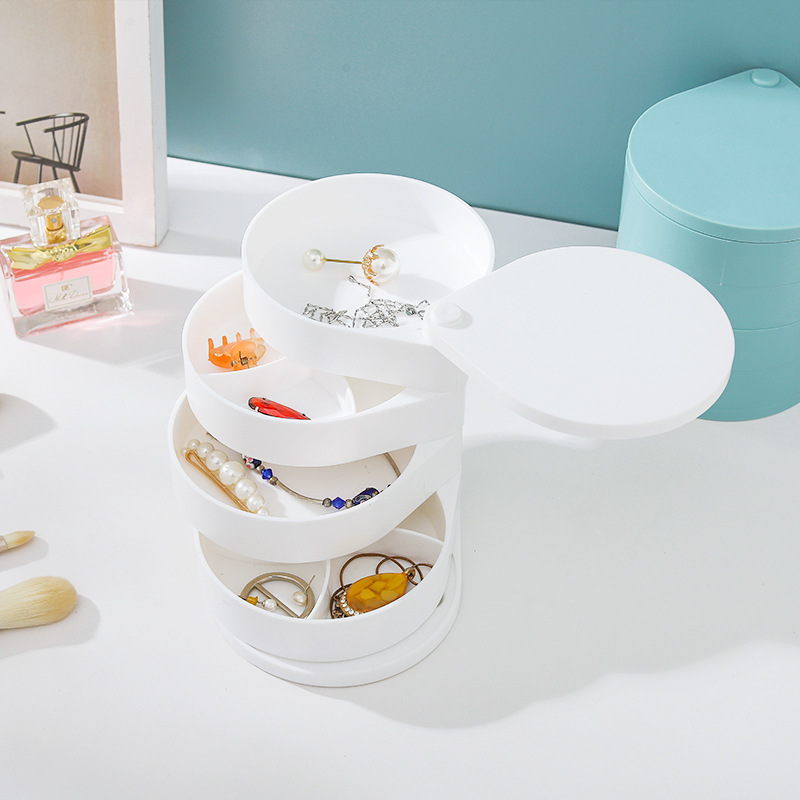 Desktop Rotating Jewelry Box Cosmetic Case Simple and Convenient Rotating Multi-Layer Jewelry Box Hairpin Hair Rope Box Does Not Occupy Space Desktop Rotating Jewelry Box Cosmetic Case Simple and Convenient Rotating Multi-Layer Jewelry Box Hairpin Hair Rope Box Does Not Occupy Space