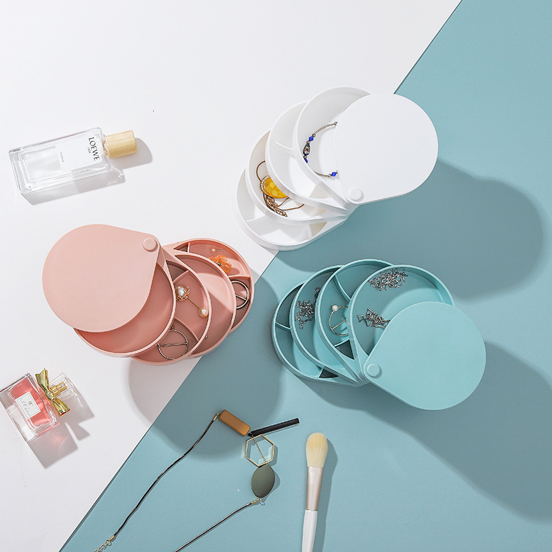 Desktop Rotating Jewelry Box Cosmetic Case Simple and Convenient Rotating Multi-Layer Jewelry Box Hairpin Hair Rope Box Does Not Occupy Space Desktop Rotating Jewelry Box Cosmetic Case Simple and Convenient Rotating Multi-Layer Jewelry Box Hairpin Hair Rope Box Does Not Occupy Space
