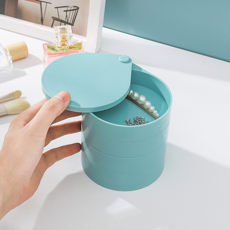 Desktop Rotating Jewelry Box Cosmetic Case Simple and Convenient Rotating Multi-Layer Jewelry Box Hairpin Hair Rope Box Does Not Occupy Space Desktop Rotating Jewelry Box Cosmetic Case Simple and Convenient Rotating Multi-Layer Jewelry Box Hairpin Hair Rope Box Does Not Occupy Space
