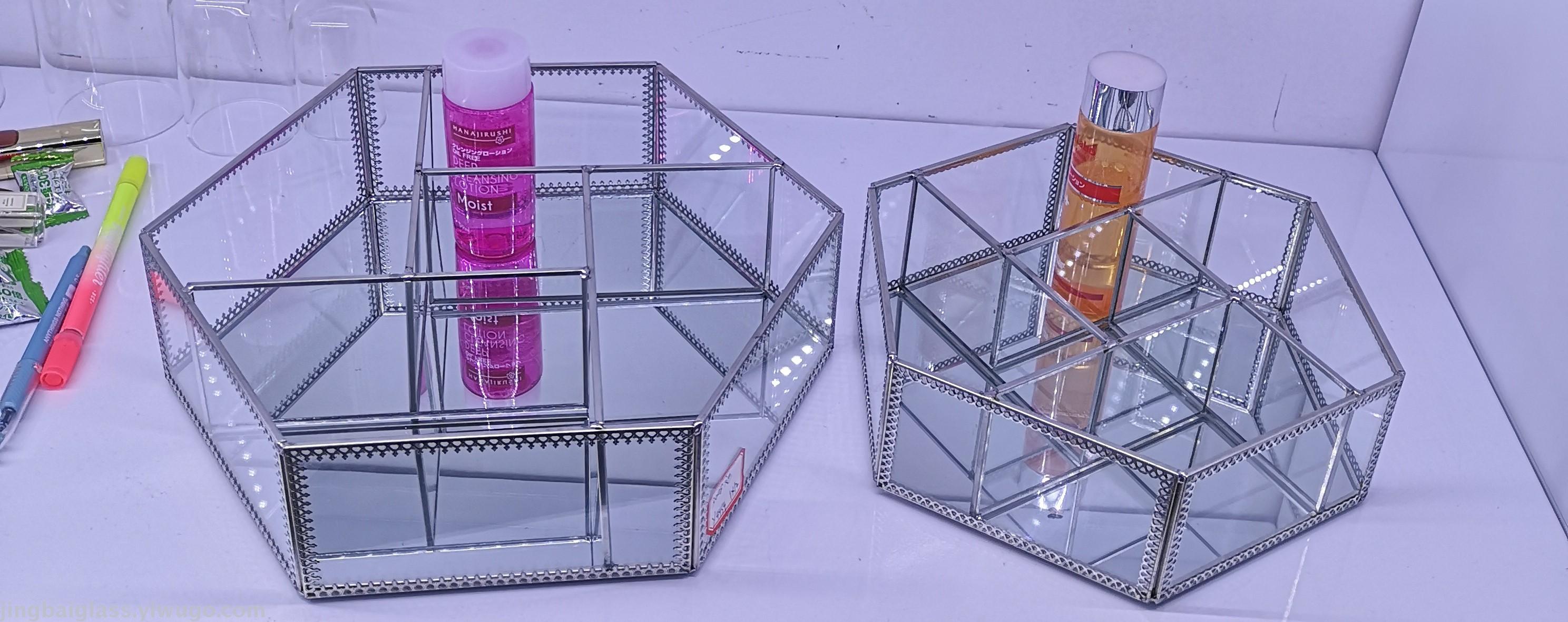 Nordic ins style simple glass jewelry box skin care cosmetics receive plate wedding props Nordic ins style simple glass jewelry box skin care cosmetics receive plate wedding props