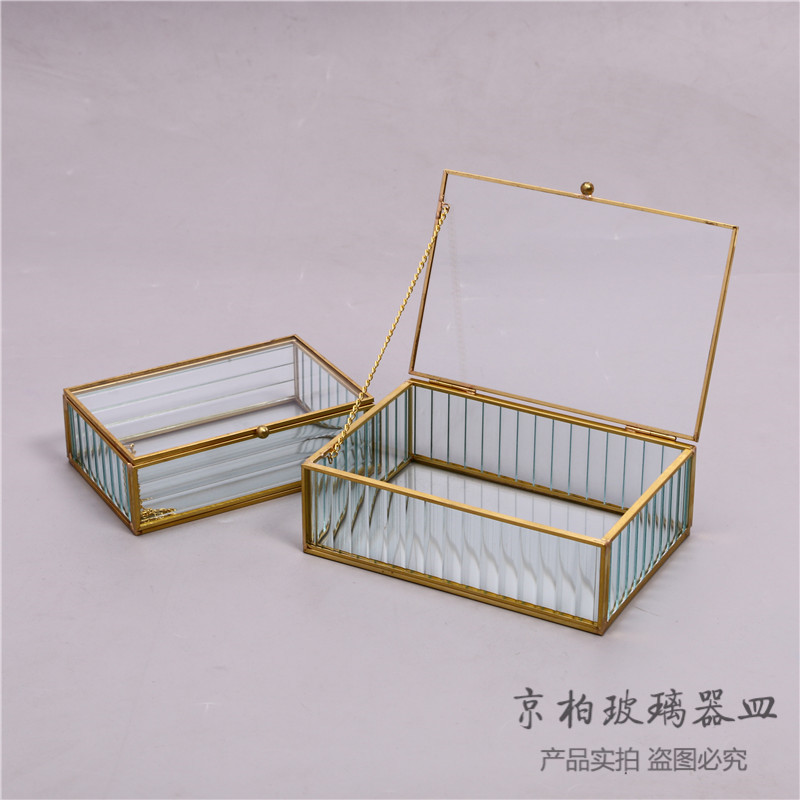 Glass Jewelry Box Dustproof Cosmetic box Necklace earring Stud box