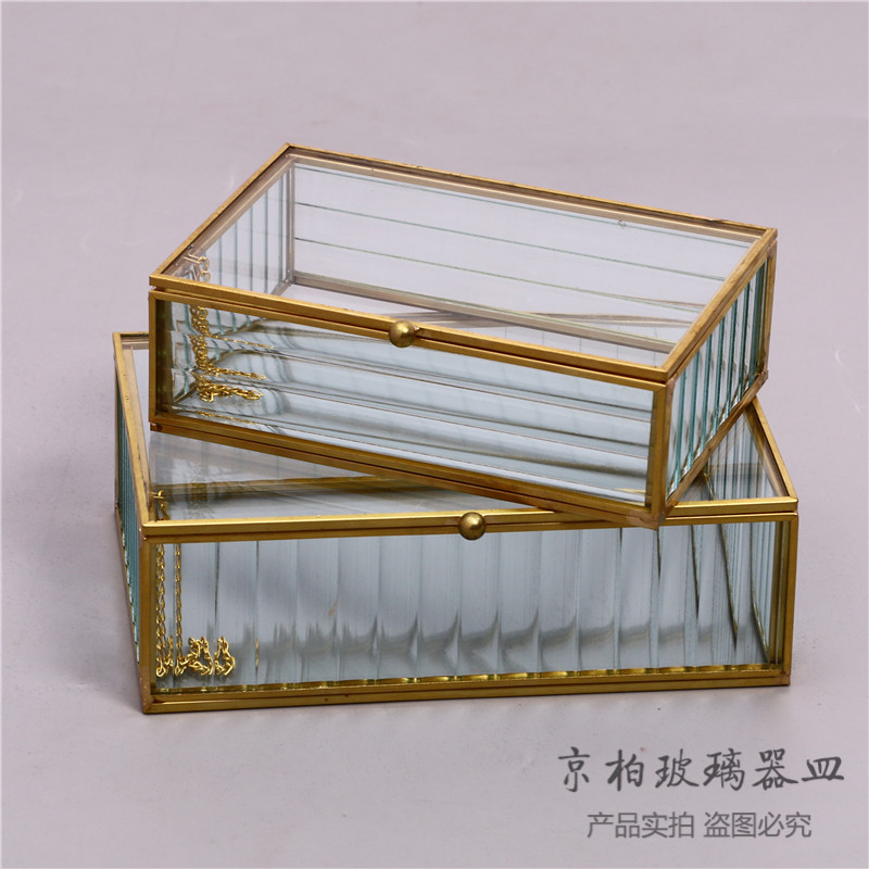 Glass Jewelry Box Dustproof Cosmetic box Necklace earring Stud box