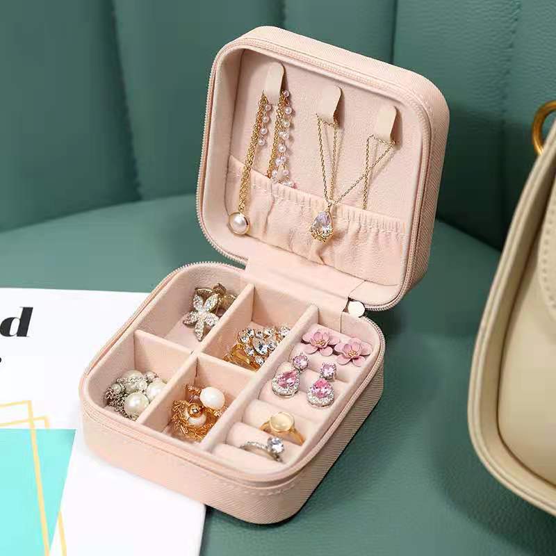 Pu Single Layer Portable Jewelry Storage Small Jewelry Box Minimalist Creative Stud Earrings Earring Ring Jewelry Storage Box