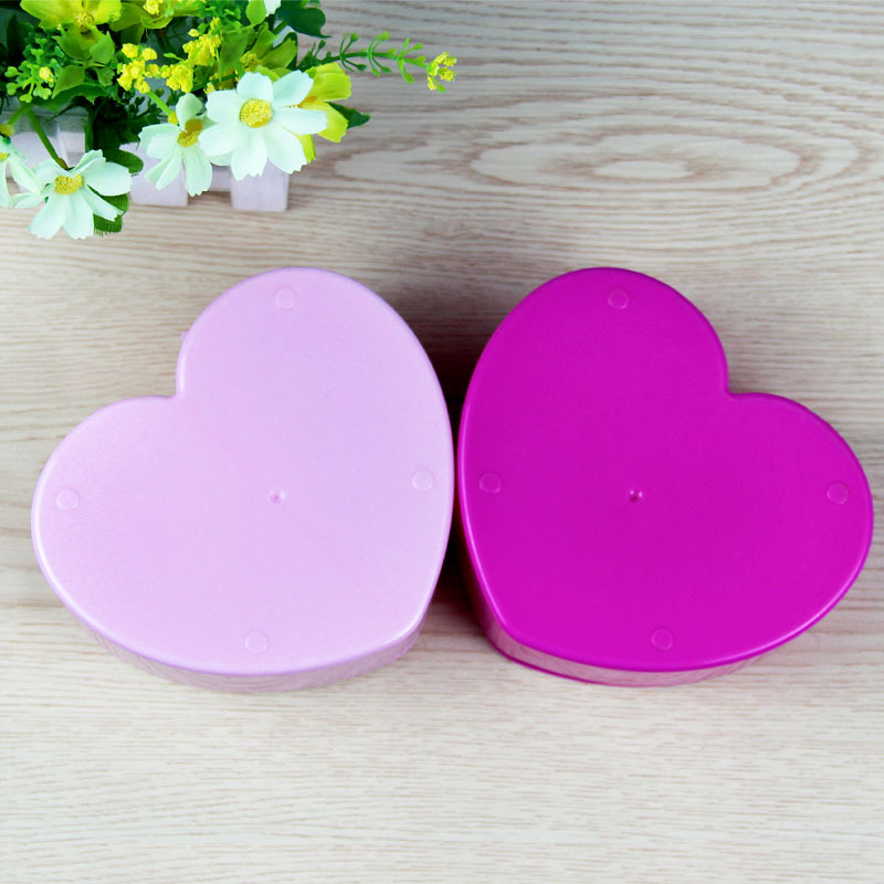 Boutique cartoon heart plastic jewelry box with mirror girls room folding cosmetics jewelry box