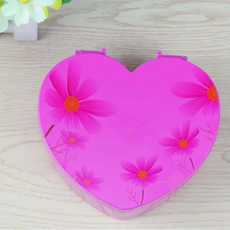 Boutique cartoon heart plastic jewelry box with mirror girls room folding cosmetics jewelry box Boutique cartoon heart plastic jewelry box with mirror girls room folding cosmetics jewelry box