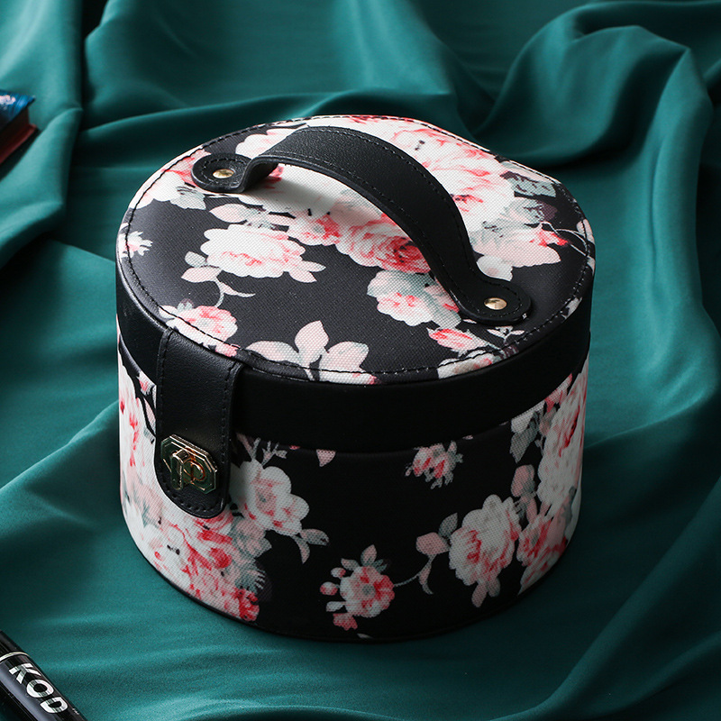 Jewelry Box Large Capacity Layered Retro round Studs Earrings Necklace Storage Box Earrings Ring Jewelry Jewelry Box