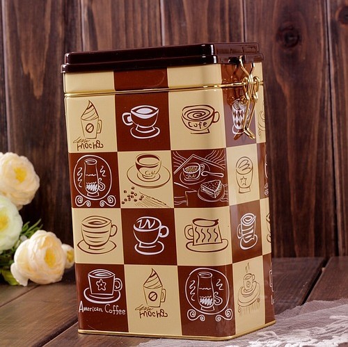 New retro coffee tin box storage seal Brown coffee mug storage box