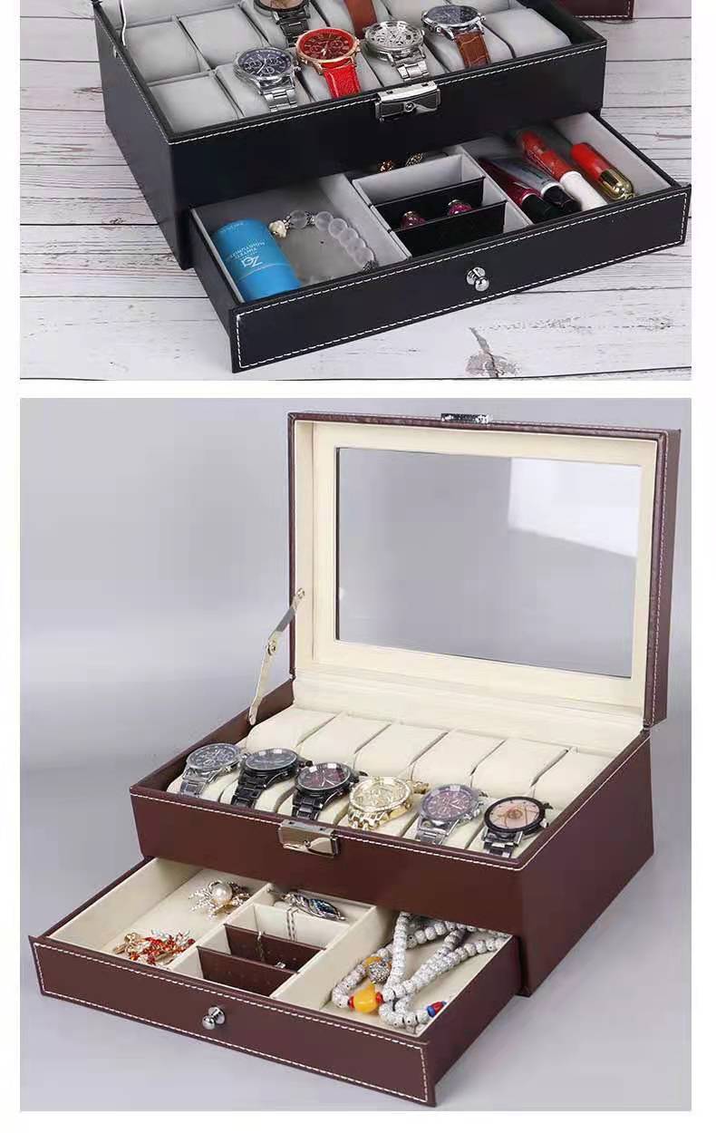 In Stock Wholesale Watch Box Double-Layer Jewelry Box Ring Earrings Sun Eyeglasses Packing Box Jewelry Jewelry Storage Box