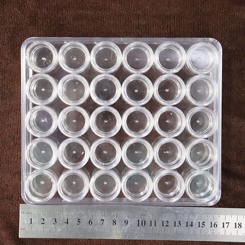 Spot Supply 6G Cylinder Bottle 30 Pack Box Height Transparent Plastic Separately Packed Case Mirror Powder Sequins Packing Box Manufacturer