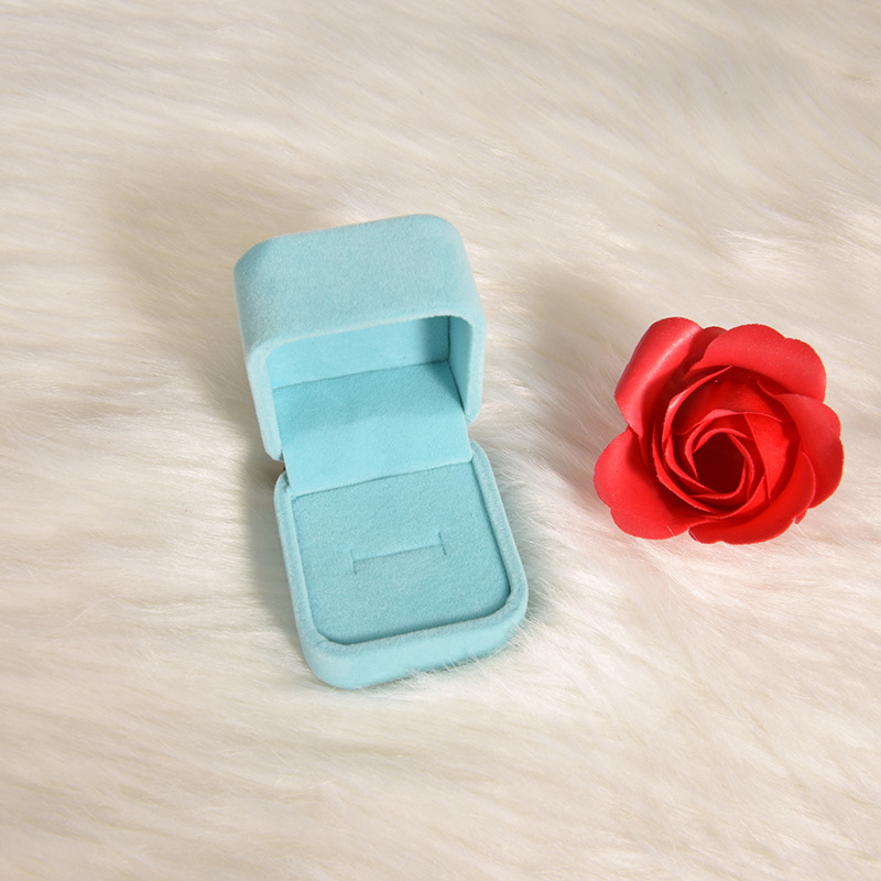 Popular Flannelette Ear Studs and Ring Box Chinese Valentine's Day Necklace Pendant Gift Box Flocking Rounded Packing Box Customized Wholesale