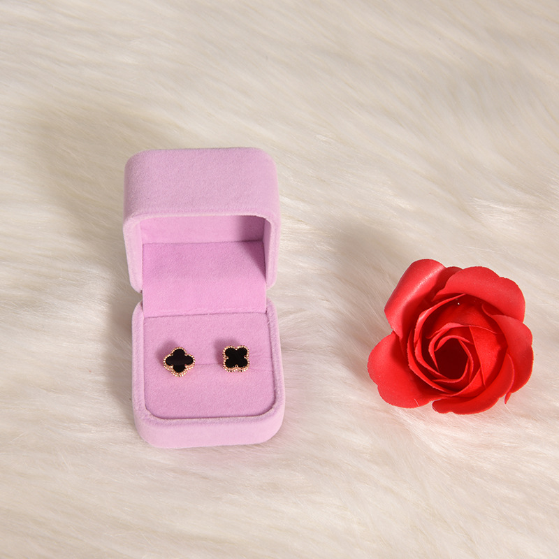 Popular Flannelette Ear Studs and Ring Box Chinese Valentine's Day Necklace Pendant Gift Box Flocking Rounded Packing Box Customized Wholesale