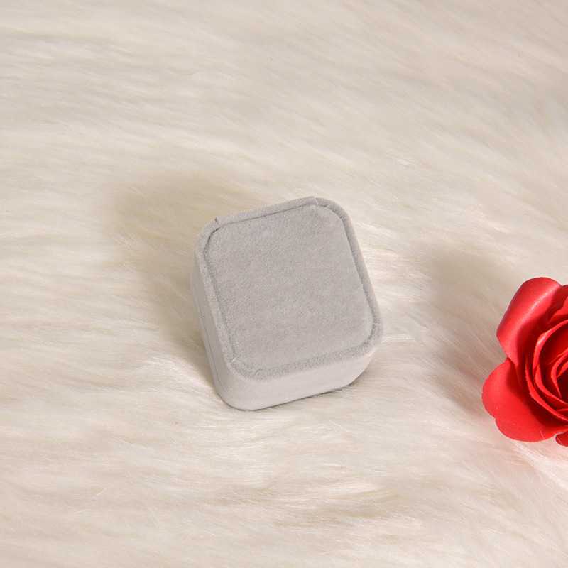 Popular Flannelette Ear Studs and Ring Box Chinese Valentine's Day Necklace Pendant Gift Box Flocking Rounded Packing Box Customized Wholesale