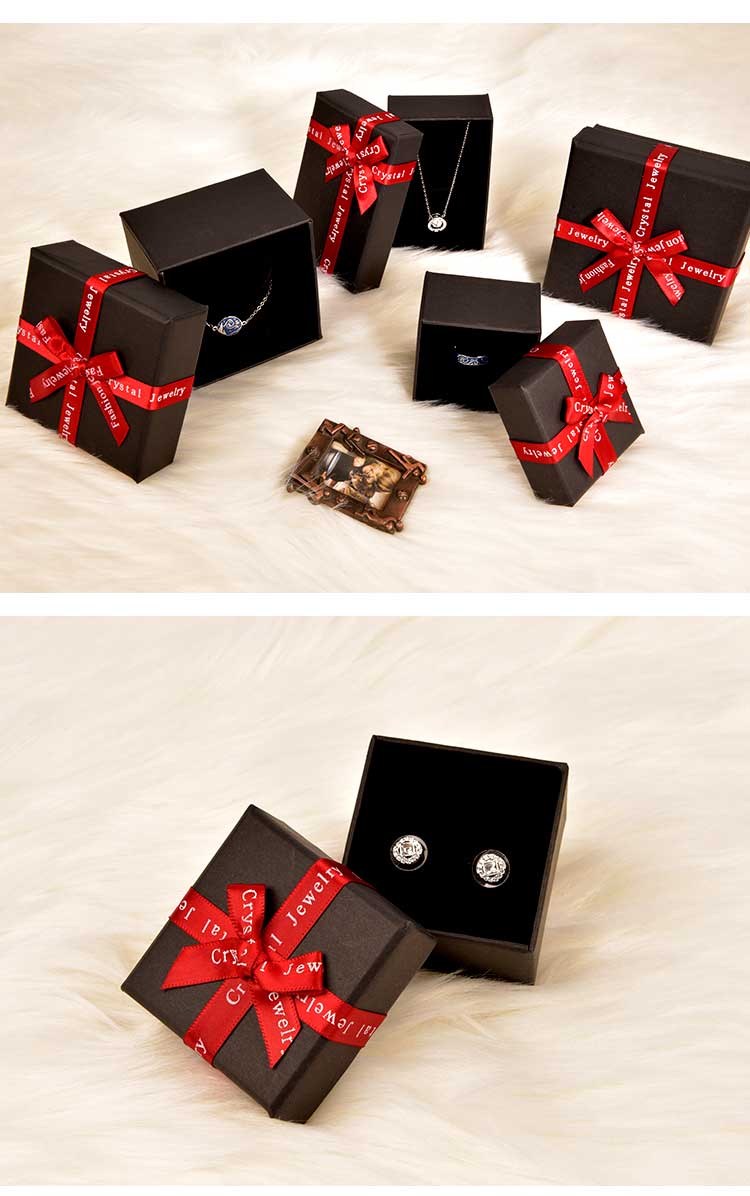 Hot Sale Creative Black Box Red Bow Jewelry Jewel Case and Packing Box Heaven and Earth Cover Carton Customized Gift Box Wholesale