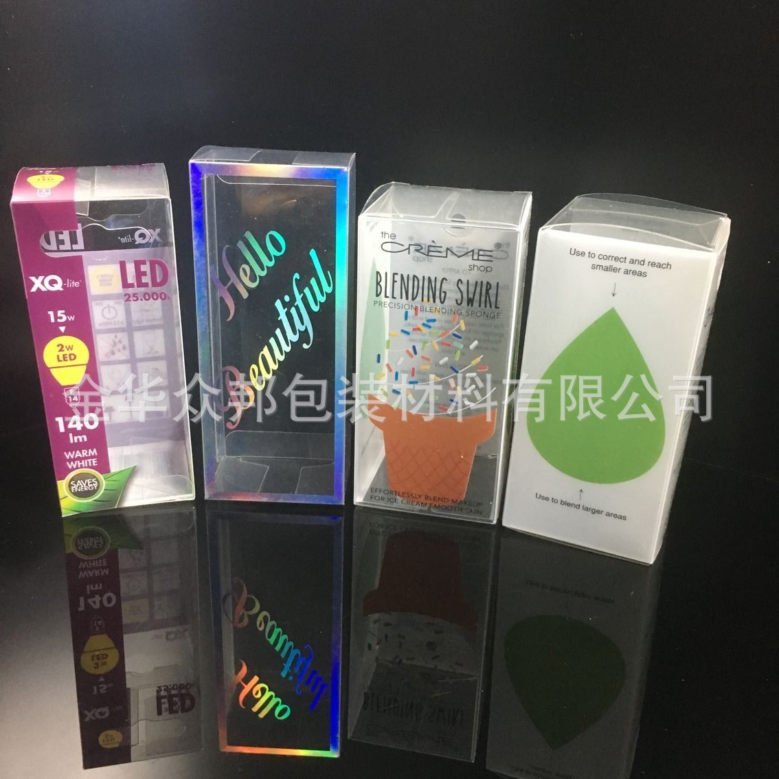 Cosmetic packaging box transparent PVC folding box custom
