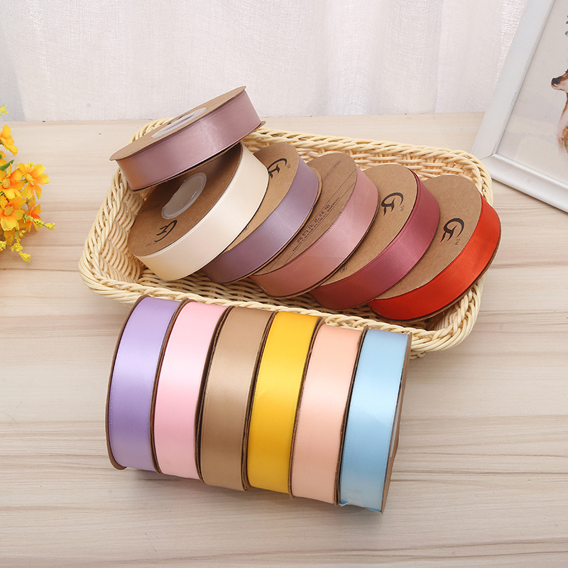 Solid Color Polyester Ribbon Flower Baking Colorful Ribbon Satin Ribbon Gift Box Decorative Packaging Ribbon Multi-Color Multi-Specification Customization