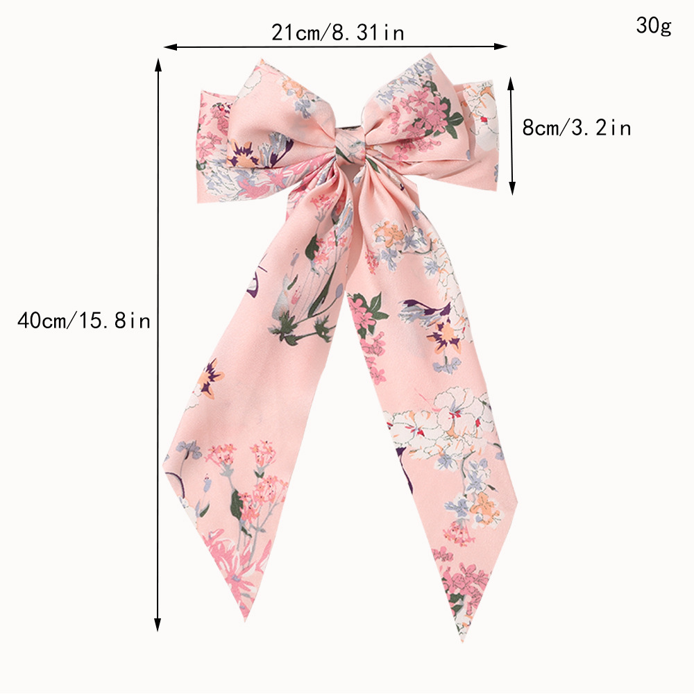 Korean Style New Chain Bow Ribbon Hairpin Simple and Elegant Satin Back Head Spring Clip Hair Accessory Women