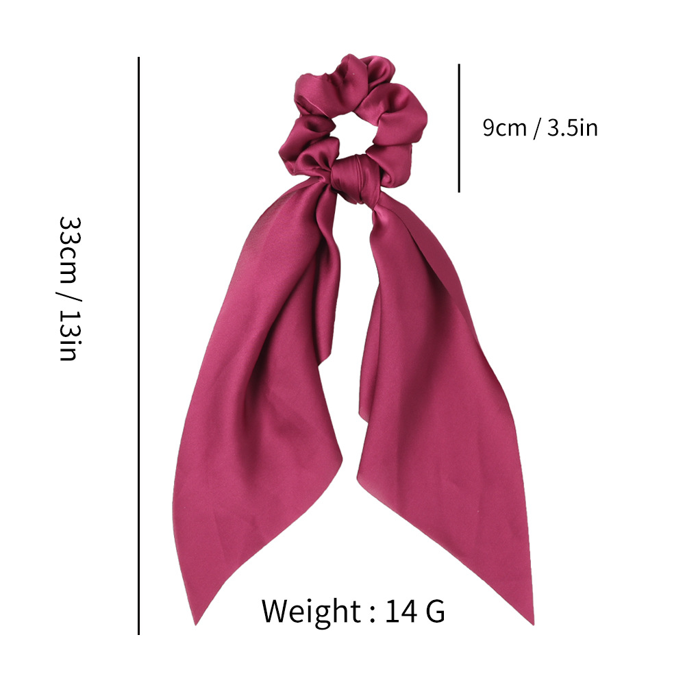 Qiyue European and American New Knot Ribbon Satin Large Intestine Ring Monochrome Silky Square Scarf Hair Ring Women's Ponytail Tie Hair