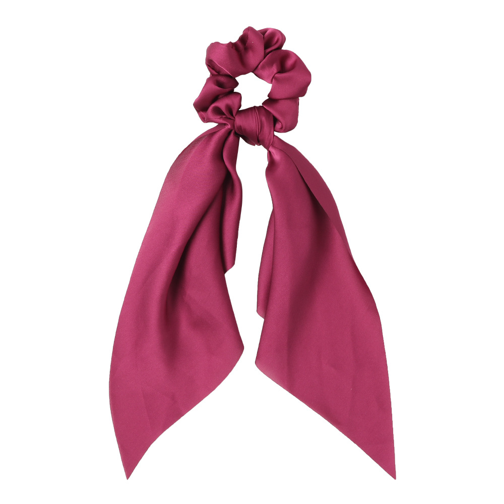 Qiyue European and American New Knot Ribbon Satin Large Intestine Ring Monochrome Silky Square Scarf Hair Ring Women's Ponytail Tie Hair