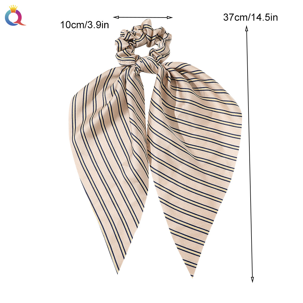 Qiyue European and American New Knot Ribbon Satin Large Intestine Ring Monochrome Silky Square Scarf Hair Ring Women's Ponytail Tie Hair