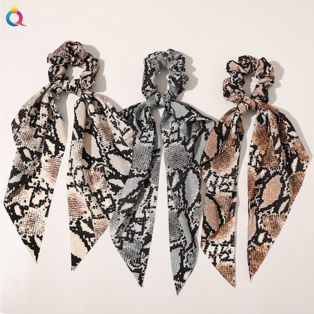 Qiyue European and American New Knot Ribbon Satin Large Intestine Ring Monochrome Silky Square Scarf Hair Ring Women's Ponytail Tie Hair