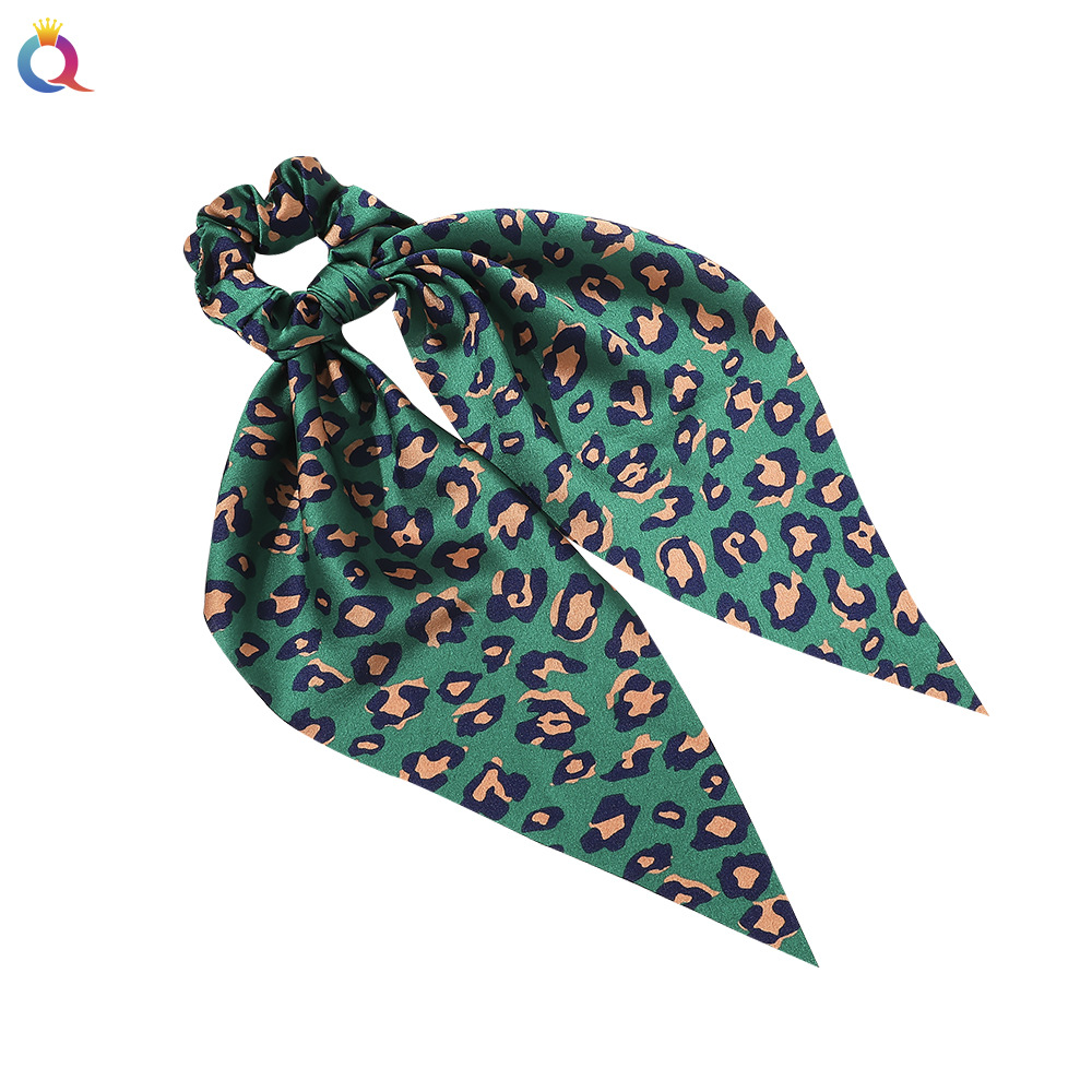 Qiyue European and American New Knot Ribbon Satin Large Intestine Ring Monochrome Silky Square Scarf Hair Ring Women's Ponytail Tie Hair