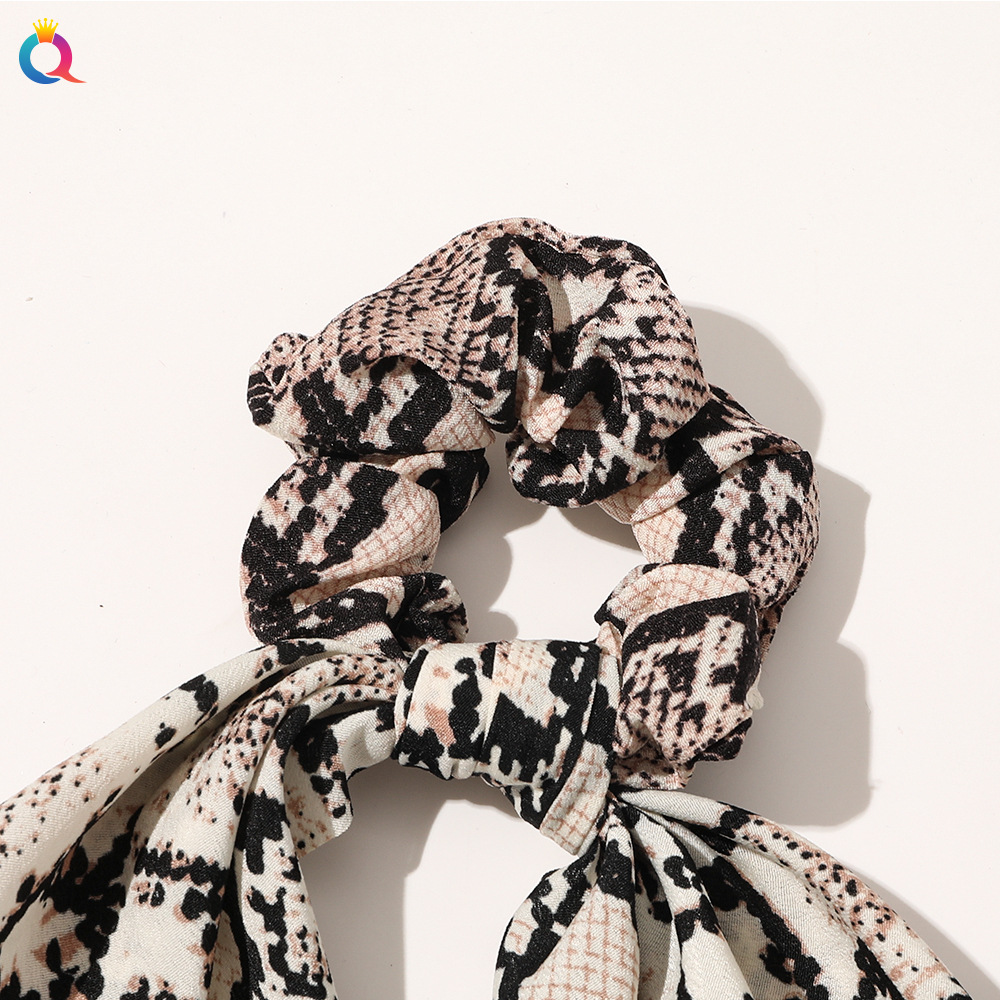 Qiyue European and American New Knot Ribbon Satin Large Intestine Ring Monochrome Silky Square Scarf Hair Ring Women's Ponytail Tie Hair