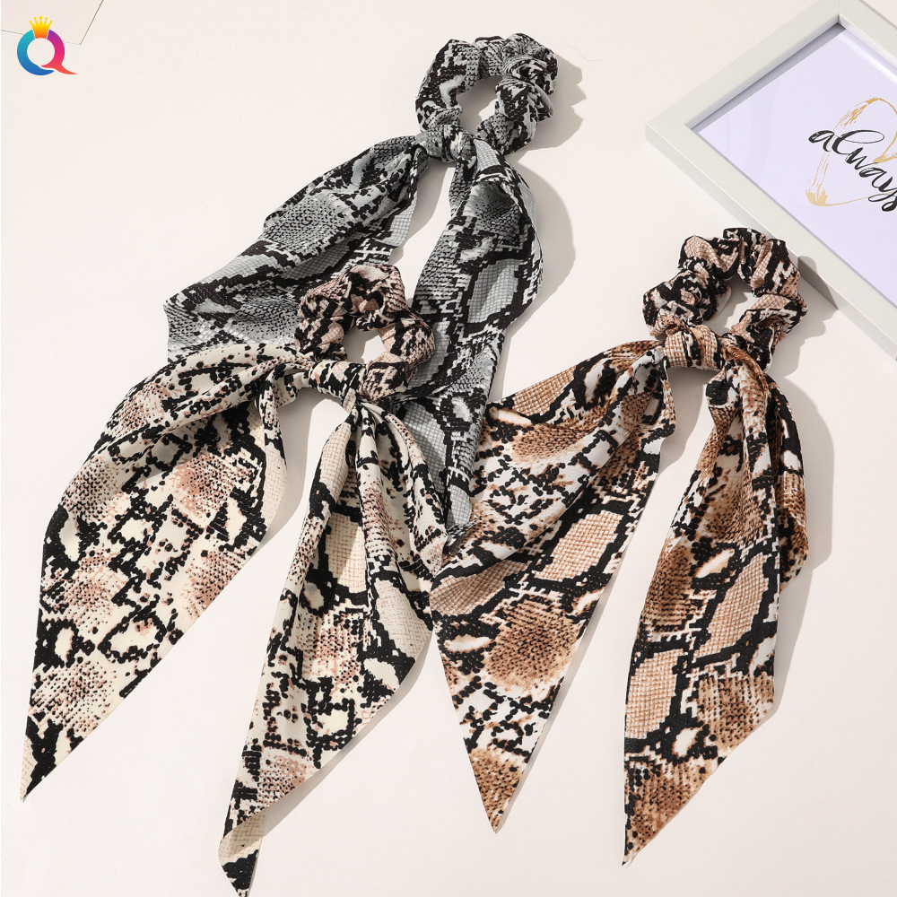 Qiyue European and American New Knot Ribbon Satin Large Intestine Ring Monochrome Silky Square Scarf Hair Ring Women's Ponytail Tie Hair