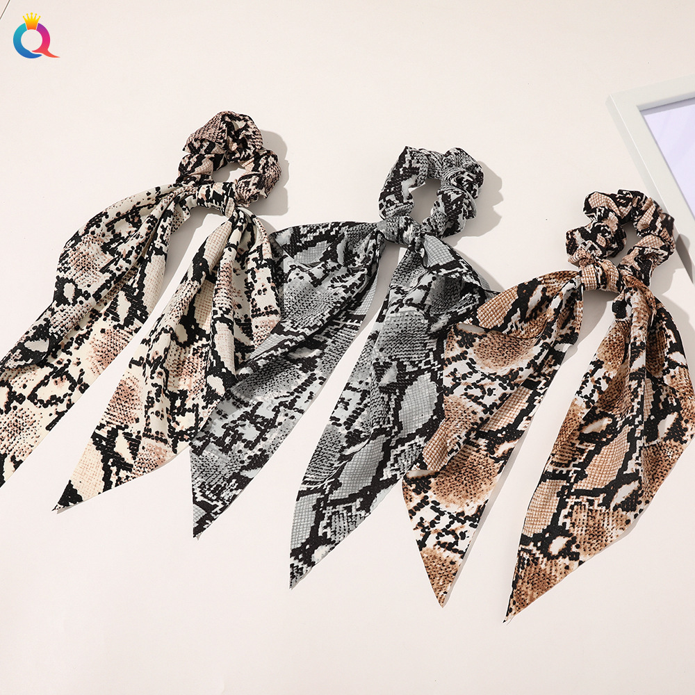 Qiyue European and American New Knot Ribbon Satin Large Intestine Ring Monochrome Silky Square Scarf Hair Ring Women's Ponytail Tie Hair