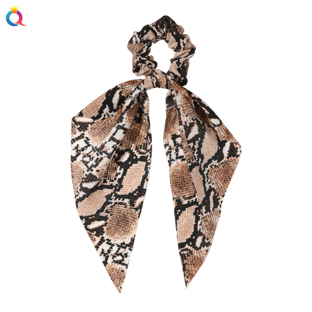 Qiyue European and American New Knot Ribbon Satin Large Intestine Ring Monochrome Silky Square Scarf Hair Ring Women's Ponytail Tie Hair