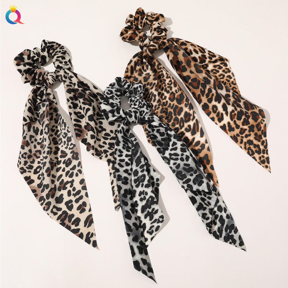 Qiyue European and American New Knot Ribbon Satin Large Intestine Ring Monochrome Silky Square Scarf Hair Ring Women's Ponytail Tie Hair