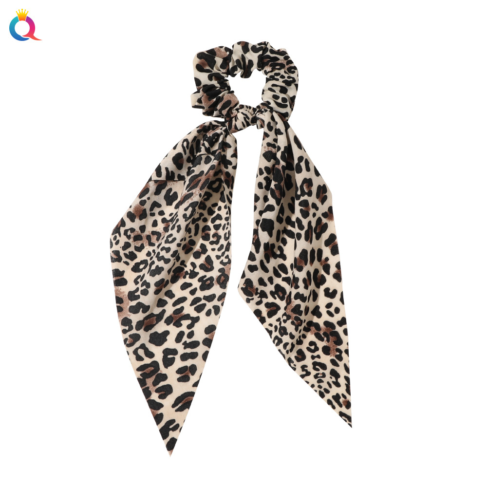 Qiyue European and American New Knot Ribbon Satin Large Intestine Ring Monochrome Silky Square Scarf Hair Ring Women's Ponytail Tie Hair