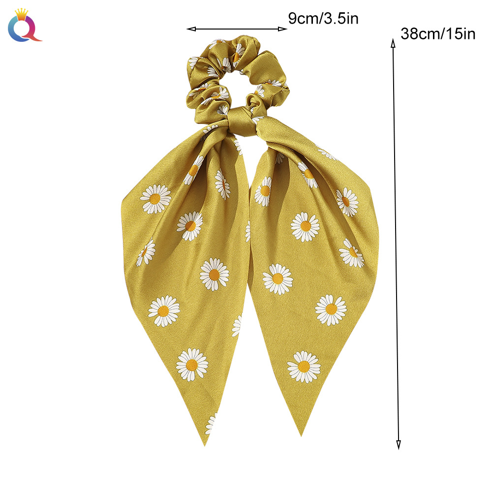 Qiyue European and American New Knot Ribbon Satin Large Intestine Ring Monochrome Silky Square Scarf Hair Ring Women's Ponytail Tie Hair