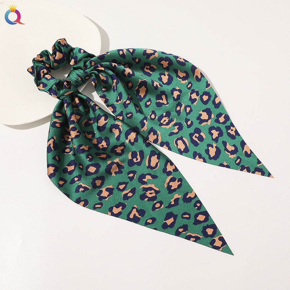 Qiyue European and American New Knot Ribbon Satin Large Intestine Ring Monochrome Silky Square Scarf Hair Ring Women's Ponytail Tie Hair