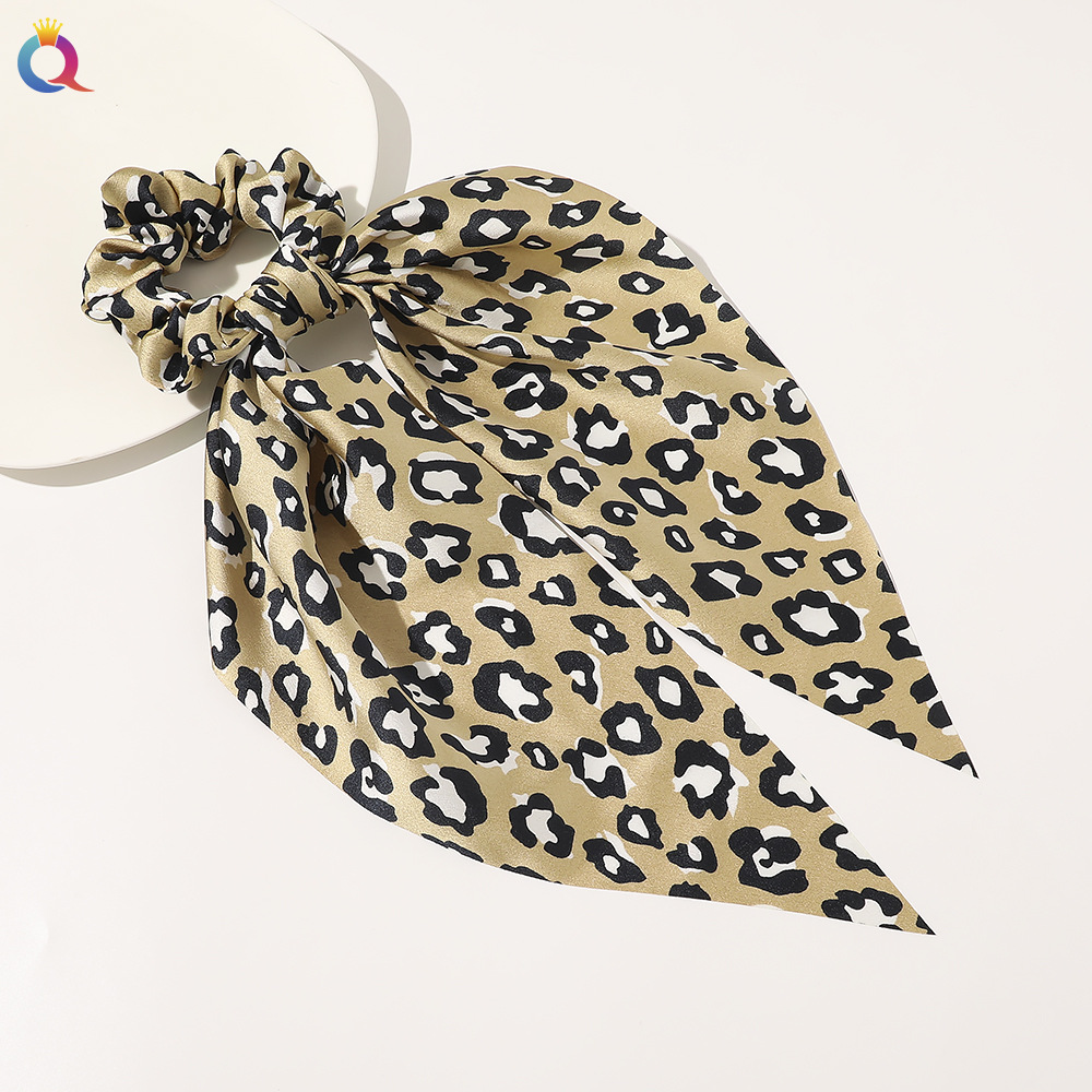 Qiyue European and American New Knot Ribbon Satin Large Intestine Ring Monochrome Silky Square Scarf Hair Ring Women's Ponytail Tie Hair